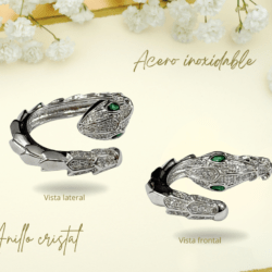 Anillo de acero inoxidable ajustable de cristal forma vibora Anillos de cristal de moda, perfectos para regalar o consentirte. Diseños actuales que aportan brillo y elegancia a tu estilo diario.