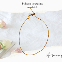 Pulsera delgadita dorada de acero inoxidable ajustable Luce pulseras de moda en acero inoxidable, resistentes al uso diario y con diseños que elevan cualquier outfit. Ideales para regalar o para uso diario. #cristalmania