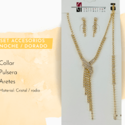 Collar, aretes y pulsera dorados cristal cubic Zirconia ✨💎 Ilumina tu look con este sofisticado set de collar y aretes de cristal, diseñado para destacar en fiestas de gala y eventos elegantes. Sus destellos refinados aportan glamour y elegancia a cada movimiento. 💠 Cristales brillantes de alta calidad ✨ Diseño elegante y atemporal 👗 Ideal para fiestas de gala, bodas y eventos formales 🎁 Perfecto para regalar o lucir en ocasiones especiales  💎✨ Haz que tu presencia brille con elegancia y distinción ✨