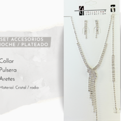 Collar, aretes y pulsera plateados cristal cubic Zirconia ✨💎 Ilumina tu look con este sofisticado set de collar y aretes de cristal, diseñado para destacar en fiestas de gala y eventos elegantes. Sus destellos refinados aportan glamour y elegancia a cada movimiento. 💠 Cristales brillantes de alta calidad ✨ Diseño elegante y atemporal 👗 Ideal para fiestas de gala, bodas y eventos formales 🎁 Perfecto para regalar o lucir en ocasiones especiales  💎✨ Haz que tu presencia brille con elegancia y distinción ✨