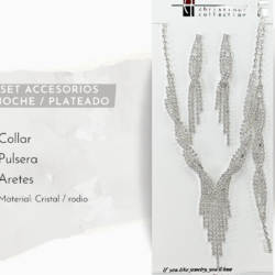 Collar, aretes y pulsera plateados de cristal para fiestas de noche ✨💎 Ilumina tu look con este sofisticado set de collar y aretes de cristal, diseñado para destacar en fiestas de gala y eventos elegantes. Sus destellos refinados aportan glamour y elegancia a cada movimiento. 💠 Cristales brillantes de alta calidad ✨ Diseño elegante y atemporal 👗 Ideal para fiestas de gala, bodas y eventos formales 🎁 Perfecto para regalar o lucir en ocasiones especiales  💎✨ Haz que tu presencia brille con elegancia y distinción ✨
