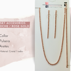 Collar, aretes y pulsera rose gold delgaditos de cristal para vestidos de noche ✨💎 Ilumina tu look con este sofisticado set de collar y aretes de cristal, diseñado para destacar en fiestas de gala y eventos elegantes. Sus destellos refinados aportan glamour y elegancia a cada movimiento. 💠 Cristales brillantes de alta calidad ✨ Diseño elegante y atemporal 👗 Ideal para fiestas de gala, bodas y eventos formales 🎁 Perfecto para regalar o lucir en ocasiones especiales  💎✨ Haz que tu presencia brille con elegancia y distinción ✨ #JoyeriaElegante #FiestaDeGala #EventosElegantes #AccesoriosDeFiesta #LookElegante #JoyeriaDeCristal  #Glamour #AccesoriosDeModa #RegalosElegantes