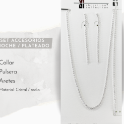 Collar, aretes y pulsera plateados delgaditos de cristal para vestidos de noche ✨💎 Ilumina tu look con este sofisticado set de collar y aretes de cristal, diseñado para destacar en fiestas de gala y eventos elegantes. Sus destellos refinados aportan glamour y elegancia a cada movimiento. 💠 Cristales brillantes de alta calidad ✨ Diseño elegante y atemporal 👗 Ideal para fiestas de gala, bodas y eventos formales 🎁 Perfecto para regalar o lucir en ocasiones especiales  💎✨ Haz que tu presencia brille con elegancia y distinción ✨