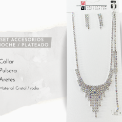 Collar, aretes y pulsera plateados de cristal tornasol para vestidos de noche ✨💎 Ilumina tu look con este sofisticado set de collar y aretes de cristal, diseñado para destacar en fiestas de gala y eventos elegantes. Sus destellos refinados aportan glamour y elegancia a cada movimiento. 💠 Cristales brillantes de alta calidad ✨ Diseño elegante y atemporal 👗 Ideal para fiestas de gala, bodas y eventos formales 🎁 Perfecto para regalar o lucir en ocasiones especiales  💎✨ Haz que tu presencia brille con elegancia y distinción ✨