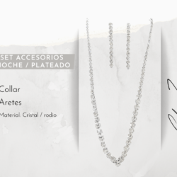 Collar y aretes plateados de cristal para vestidos de noche ✨💎 Ilumina tu look con este sofisticado set de collar y aretes de cristal, diseñado para destacar en fiestas de gala y eventos elegantes. Sus destellos refinados aportan glamour y elegancia a cada movimiento. 💠 Cristales brillantes de alta calidad ✨ Diseño elegante y atemporal 👗 Ideal para fiestas de gala, bodas y eventos formales 🎁 Perfecto para regalar o lucir en ocasiones especiales  💎✨ Haz que tu presencia brille con elegancia y distinción ✨