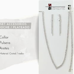 Collar, aretes y pulsera plateados de cristal tornasol para vestidos de noche ✨💎 Ilumina tu look con este sofisticado set de collar y aretes de cristal, diseñado para destacar en fiestas de gala y eventos elegantes. Sus destellos refinados aportan glamour y elegancia a cada movimiento. 💠 Cristales brillantes de alta calidad ✨ Diseño elegante y atemporal 👗 Ideal para fiestas de gala, bodas y eventos formales 🎁 Perfecto para regalar o lucir en ocasiones especiales  💎✨ Haz que tu presencia brille con elegancia y distinción ✨