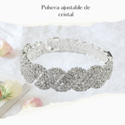 Pulsera plateada ajustable de cristal para noche