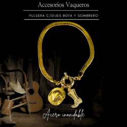 Pulsera ajustable vaquera acero inoxidable con dijes de botas y sombrero 🤠 Fuerza, estilo y espíritu vaquero en una sola pulsera. Acero inoxidable con alma western. El toque vaquero que tu outfit necesita. Hechas para durar, diseñadas para destacar.