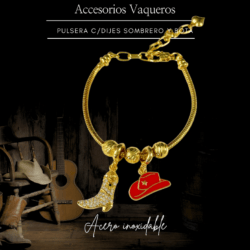 Pulsera ajustable vaquera con dijes de botas y sombrero 🤠 Fuerza, estilo y espíritu vaquero en una sola pulsera. Acero inoxidable con alma western. El toque vaquero que tu outfit necesita. Hechas para durar, diseñadas para destacar.