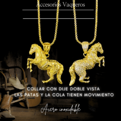 Collar doble vista dije caballo con cristales acero inoxidable accesorios vaqueros Realza tu look con nuestro set de collar y aretes vaqueros. Diseñados para quienes aman el estilo western, elaborados en acero inoxidable para acompañarte todos los días. Ideales para regalar o consentirte. #EstiloVaquero #AccesoriosWestern #ModaVaquera #CollarYAretes #AccesoriosDeAcero #LookWestern #VaqueraConEstilo #HechoParaDestacar #cristalmania