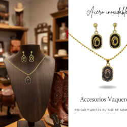 Collar y aretes acero inoxidable dijes sombrero negro accesorios vaqueros Realza tu look con nuestro set de collar y aretes vaqueros. Diseñados para quienes aman el estilo western, elaborados en acero inoxidable para acompañarte todos los días. Ideales para regalar o consentirte. #EstiloVaquero #AccesoriosWestern #ModaVaquera #CollarYAretes #AccesoriosDeAcero #LookWestern #VaqueraConEstilo #HechoParaDestacar #cristalmania