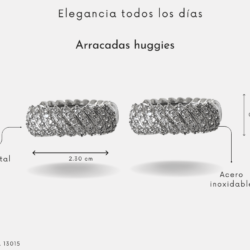Aretes Huggies plateados Perfectos para escuela, trabajo o regalo. en acero inoxidable con cristales  Pequeños, ligeros y con mucho estilo. Perfectos para regalar. El toque lindo de tu outfit. Aretes Huggies ideales para uso diario. Pequeños, cómodos y súper combinables