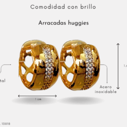 Aretes Huggies dorados Pequeños, cómodos y súper combinables en acero inoxidable con cristales Pequeños, ligeros y con mucho estilo. Perfectos para regalar. El toque lindo de tu outfit. Aretes Huggies ideales para uso diario. Pequeños, cómodos y súper combinables