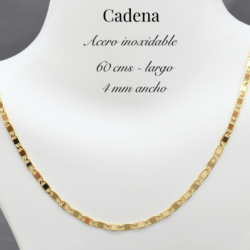 Cadena plateada de acero inoxidable 4 mm ancho 60 cms largo. Cadenas de acero inoxidable resistentes y modernas, perfectas para uso diario sin perder su brillo.