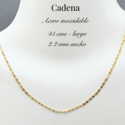 Cadena dorada de acero inoxidable 2.20 mm ancho 45 cms largo. Cadenas de acero inoxidable resistentes y modernas, perfectas para uso diario sin perder su brillo.