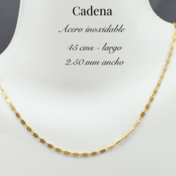 Cadena dorada de acero inoxidable 2.50 mm ancho 45 cms largo. Cadenas de acero inoxidable ideales para hombre o mujer, cómodas, versátiles y de larga duración