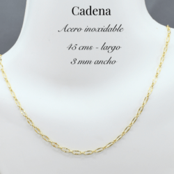Cadena dorada de acero inoxidable 3 mm ancho 45 cms largo. Cadenas de acero inoxidable ideales para hombre o mujer, cómodas, versátiles y de larga duración