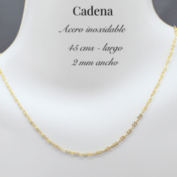 Cadena dorada de acero inoxidable 2 mm ancho 45 cms largo. Cadenas de acero inoxidable ideales para hombre o mujer, cómodas, versátiles y de larga duración