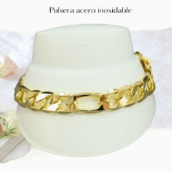 Pulsera dorada de acero inoxidable ancha 0.90 cms. Pulseras de moda en acero inoxidable: brillo que dura