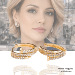 Arracadas huggies doradas con cristales forma clavos 2 x 0.80 cms Arracadas Huggies elegantes para uso diario, Huggies modernos: estilo y comodidad en un solo diseño,  Huggies con brillo sofisticado Elegancia discreta con arracadas Huggies Aretes tipo Huggies ligeros y cómodos, tendencia en joyería femenina, Huggies con acabado premium