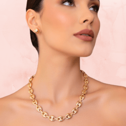 Collar y aretes de moda en acero inoxidable est. 38743