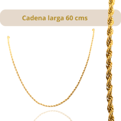 Cadena de acero inoxidable dorada torsal de 60 cms Cadenas de acero inoxidable: estilo que dura y brillo que destaca. Elegancia resistente para tu día a día. El detalle perfecto que eleva cualquier look.