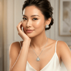 Collar y aretes con cristales y perlas blancas est 38029