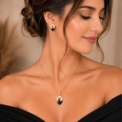 💎 “Si amas la moda, esto te encantará.” Collar y aretes dorados adornos cuadros dorados y negros collares para mujer collares elegantes collares modernos collares de acero inoxidable collares delicados collares de moda collares con dijes collares minimalistas