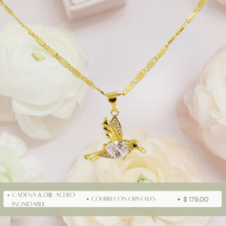 💎 “Accesorios que transmiten alegría y amor.” Dije de colibrí acero inoxidable con cristales.  “Belleza ligera, elegante y única.” Collares de acero inoxidable en forma de colibrí Collares elegantes para mujer forma de colibrí Collares dorados de acero inoxidable forma de colibrí
