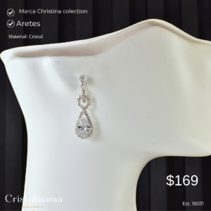 Aretes chicos de fiesta forma de gota de cristal