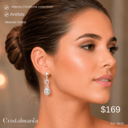 Aretes chicos de fiesta forma de gota de cristal