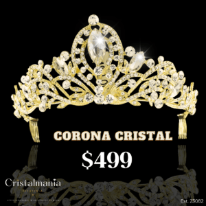 Corona de cristal dorada 🌟 “Cada cristal está diseñado para brillar contigo.”