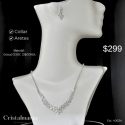Collar y aretes plateados con cristal de cubic zirconia para vestidos de noche “Elegancia y tendencia en cada pieza.” “Accesorios que resaltan tu personalidad.” Collares para mujer, collares elegantes para vestidos de noche, collares modernos para fiestas, joyería para fiestas