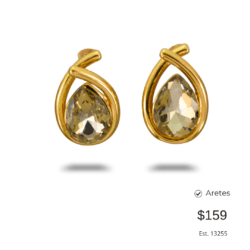 Aretes dorados cristal café. Aretes pequeños de acero inoxidable, elegantes y versátiles para cualquier ocasión.