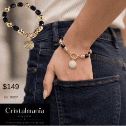 Pulsera dorada & negra 🌸  "Pulseras que realzan tu estilo."  "Diseños modernos, elegantes y perfectos para cualquier ocasión." 