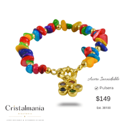 Pulsera elástica de acero inoxidable con piedras de colores. ✨ Elegancia que llevas contigo ✨ Dale un toque especial a tu look con nuestra hermosa pulsera para mujer de acero inoxidable. 💖 Resistente, moderna y perfecta para lucir todos los días. 🌸✨ ¡Un pequeño detalle que hace una gran diferencia!