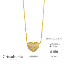 Collar con dije de corazón con cristales de acero inoxidable Dale un toque especial a tu look Collares y aretes para mujer en acero inoxidable, elegantes, modernos y perfectos para cualquier ocasión. ¡Elige tus favoritos y luce increíble todos los días!