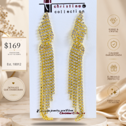 Aretes largos para mujer de cristal. Los aretes de noche ideales para eventos formales o fiestas. Aretes largos colgantes con cristales. “El toque elegante que tu outfit necesita. ”