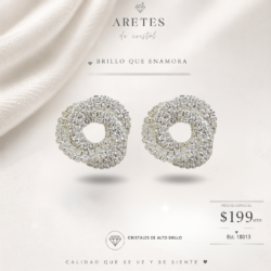 Aretes de noche plateados pegados a la oreja con cristales est 18013