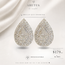 Aretes de noche plateados pegados a la oreja con cristales  (pendientes de botón). Ideales para eventos nocturnos sin usar aretes largos o pesados. “Un toque de brillo cambia todo. ”
