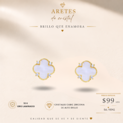 Aretes chicos dorados para mujer de cubic zirconia. Ideales para lucir hermosa en cualquier ocasión. Elegancia + brillo en un solo accesorio. ¡Pide los tuyos!