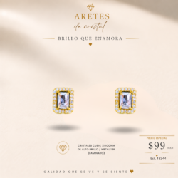 Aretes chicos dorados para mujer de cubic zirconia. Ideales para lucir hermosa en cualquier ocasión. Elegancia + brillo en un solo accesorio. ¡Pide los tuyos!