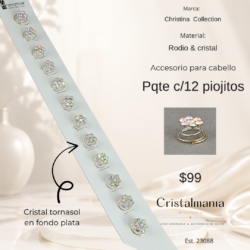 Horquillas / piojitos / tornillos de cristal para peinados lindos en color plateado con cristales tornasol. ¡Te van a encantar! Llévate los tuyos hoy. Brilla diferente, luce espectacular.
