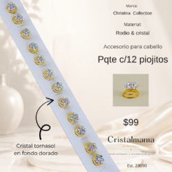 12 Horquillas / piojitos / tornillos de cristal para peinados lindos en color plateado con cristales tornasol. ¡Te van a encantar! Llévate los tuyos hoy. Brilla diferente, luce espectacular.
