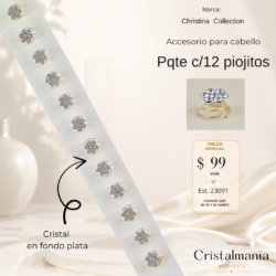 12 Horquillas / piojitos / tornillos de cristal para peinados lindos en color plateado con cristales tornasol. ¡Te van a encantar! Llévate los tuyos hoy. Brilla diferente, luce espectacular.