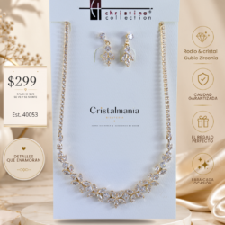 ✨ Brilla con elegancia en cada ocasión. ✨ Conjunto de collar y aretes con zirconia cúbica, diseñado para darle a tu look ese toque de lujo y sofisticación que te hará destacar. 💎 💕 Perfecto para una noche especial o para regalar. ✨ ¡Hazlo tuyo y luce espectacular!