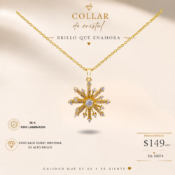 Collar dorado de oro laminado con cristal cubic zirconia Collares oro laminado con zirconia cúbica, perfectas para darle a tu look un toque sofisticado, femenino y lleno de brillo. Un detalle que hace la diferencia. Luce, brilla y hazla tuya.