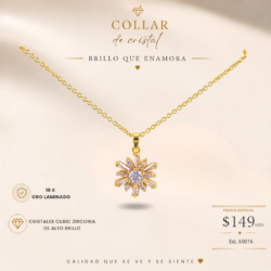 Collar dorado de oro laminado con cristal cubic zirconia Collares oro laminado con zirconia cúbica, perfectas para darle a tu look un toque sofisticado, femenino y lleno de brillo. Un detalle que hace la diferencia. Luce, brilla y hazla tuya.