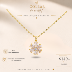 Collar dorado de oro laminado con cristal cubic zirconia Collares oro laminado con zirconia cúbica, perfectas para darle a tu look un toque sofisticado, femenino y lleno de brillo. Un detalle que hace la diferencia. Luce, brilla y hazla tuya.