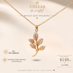 Collar dorado de oro laminado con cristal cubic zirconia Collares oro laminado con zirconia cúbica, perfectas para darle a tu look un toque sofisticado, femenino y lleno de brillo. Un detalle que hace la diferencia. Luce, brilla y hazla tuya.